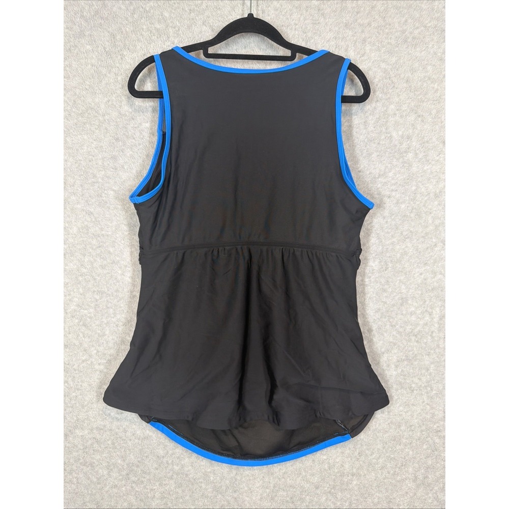 Bloomchic Contrast Patchwork Gathered Half Zip Swim Black & Blue Size 14 NWOT - Picture 3 of 16